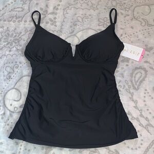 NWT Anne Cole Tankini Swim Top Black